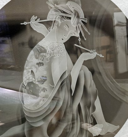 Sandblasted Glass Geisha