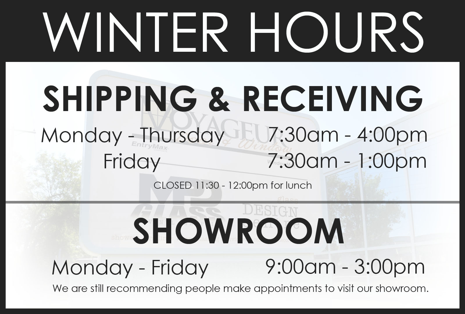 Winter Hours 2021